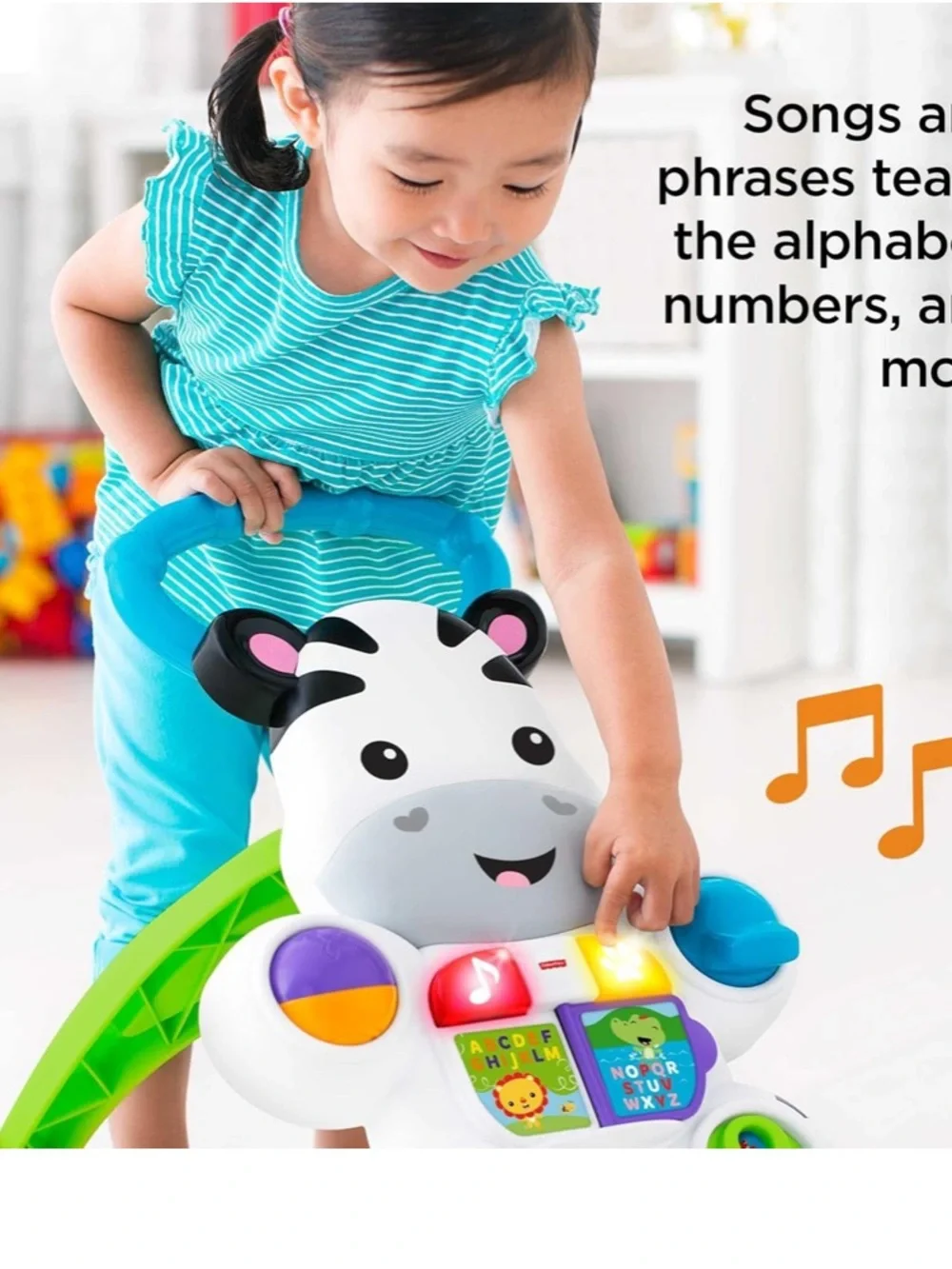 Fisher-Price Baby Push Toy Learn with Me Zebra Walker Musical Learning Activity